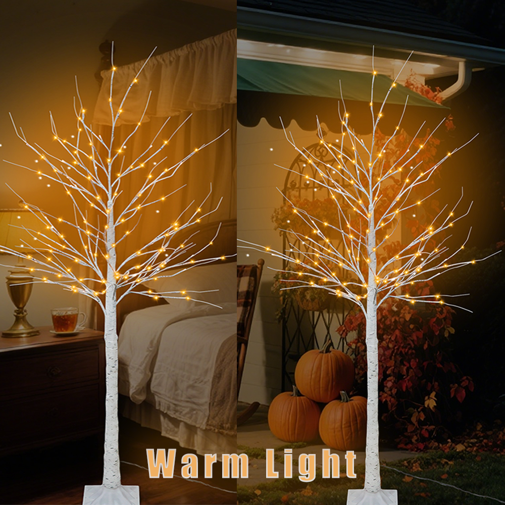 Solar 128 LED Artificial Birch Tree Lights