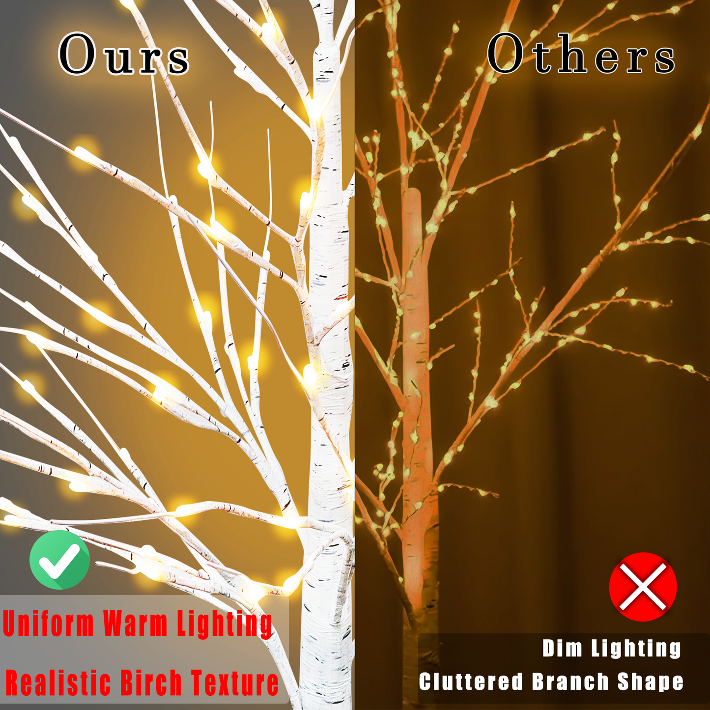 Solar 128 LED Artificial Birch Tree Lights
