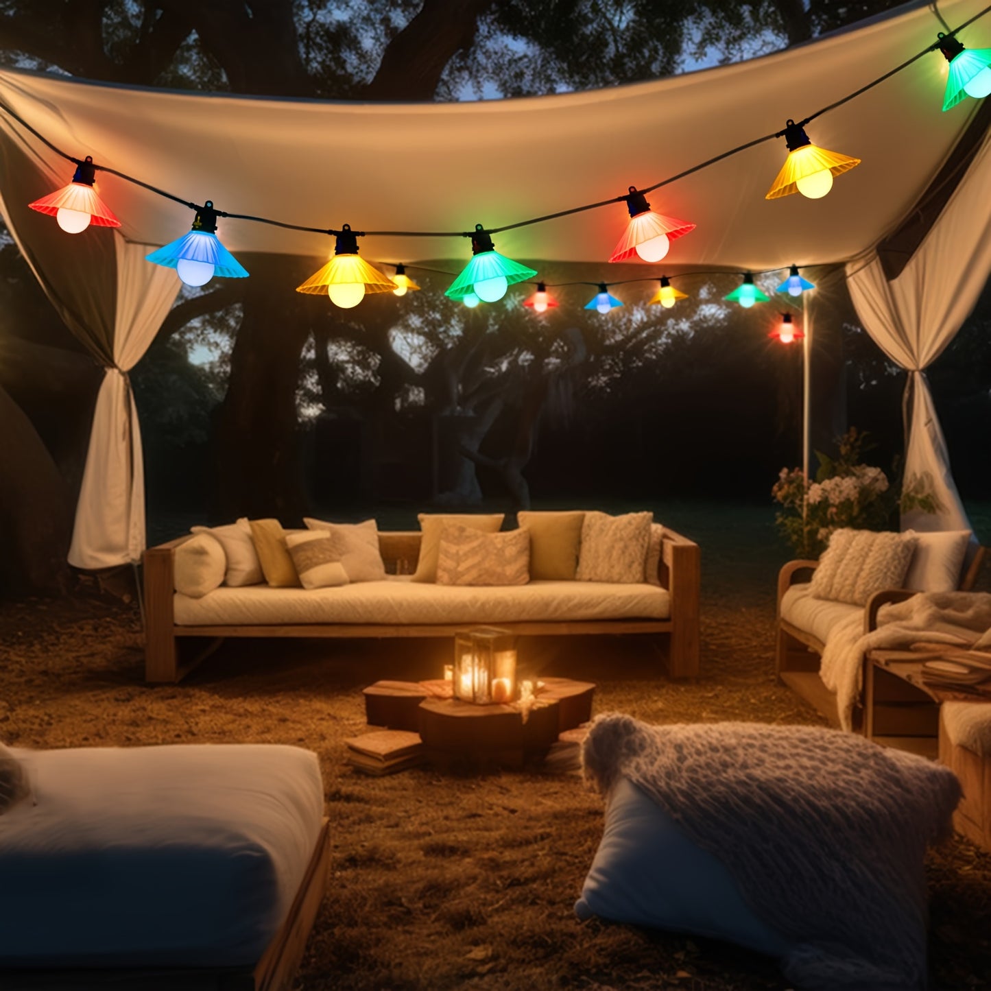 16.4 FT 10 LED String Lights with Multi-Petal Shades