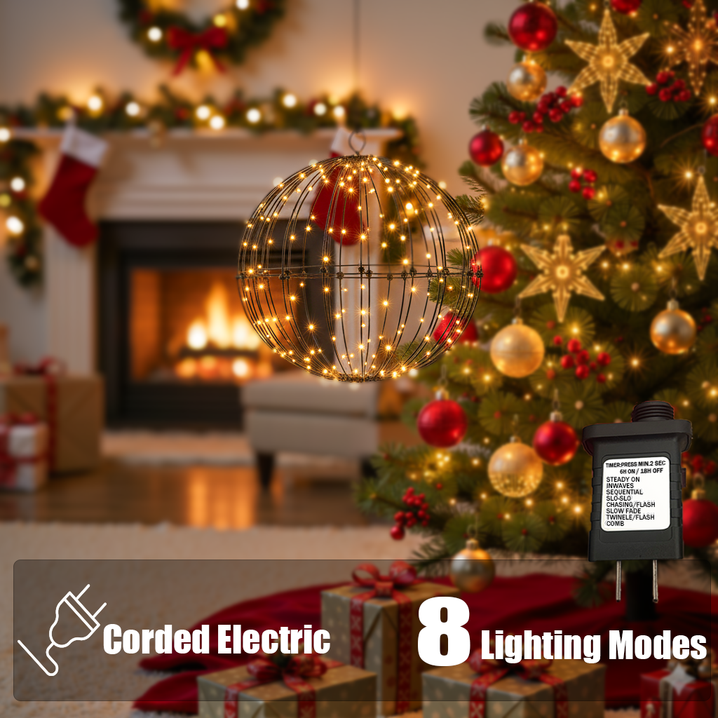 20" Black Christmas Ball Lights