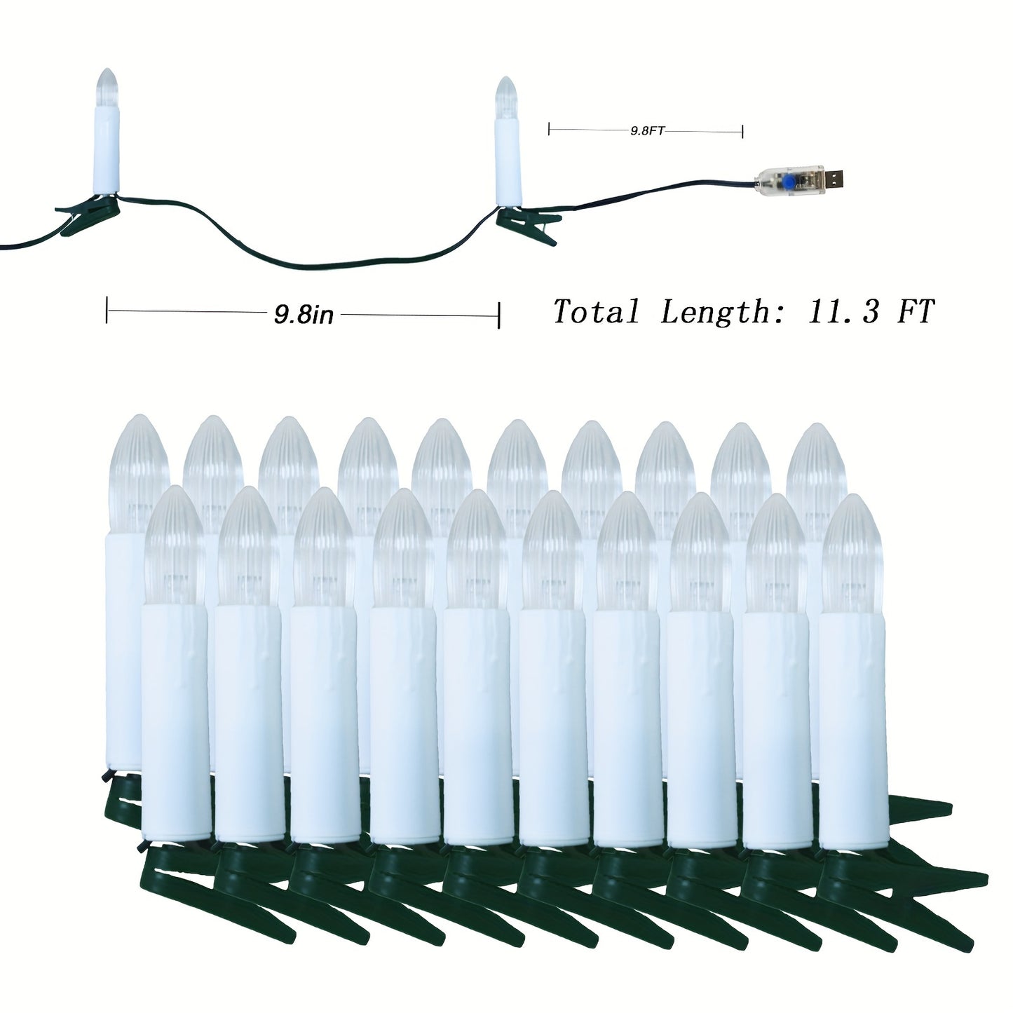 12 FT 20 LED Candle String Lights