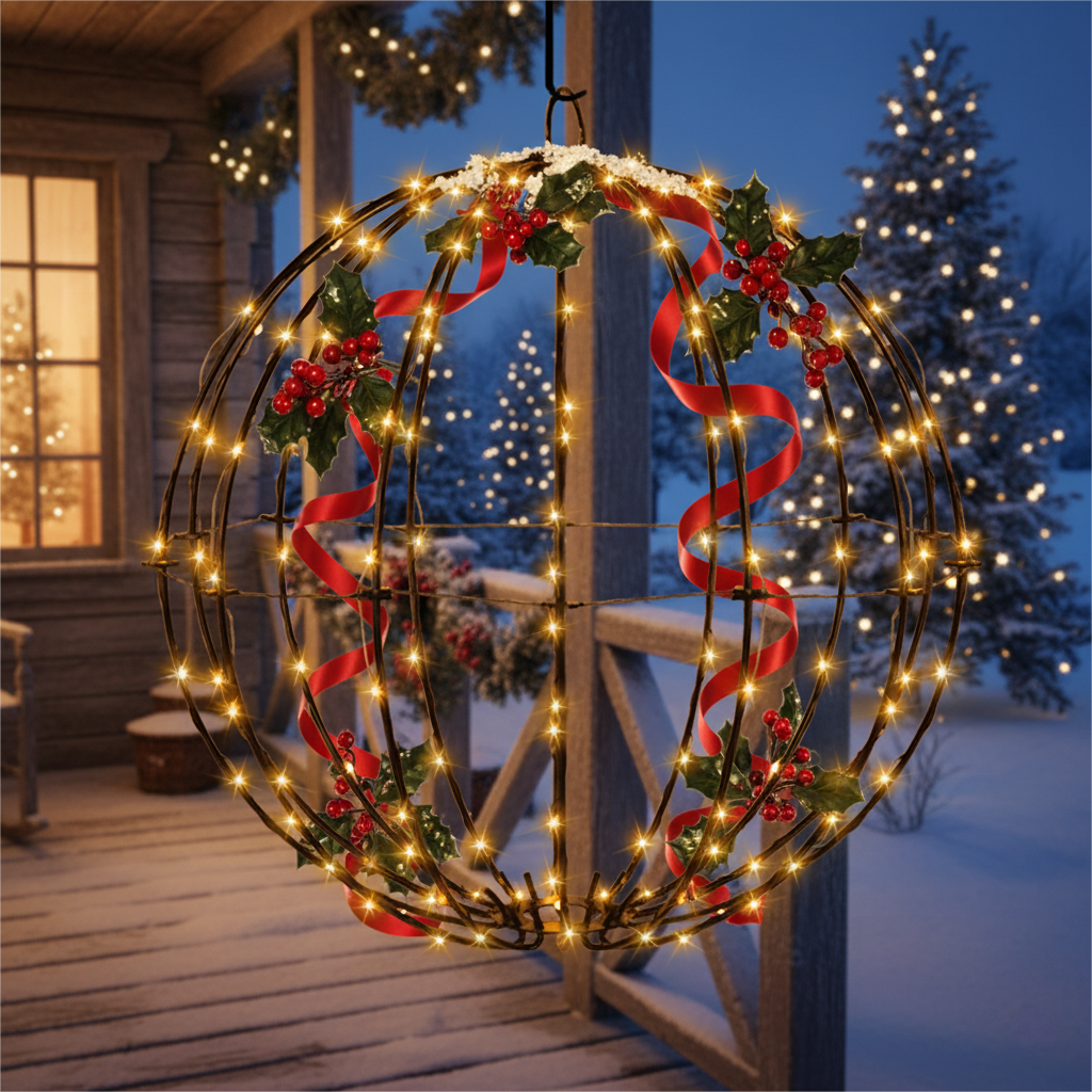 20" Black Christmas Ball Lights