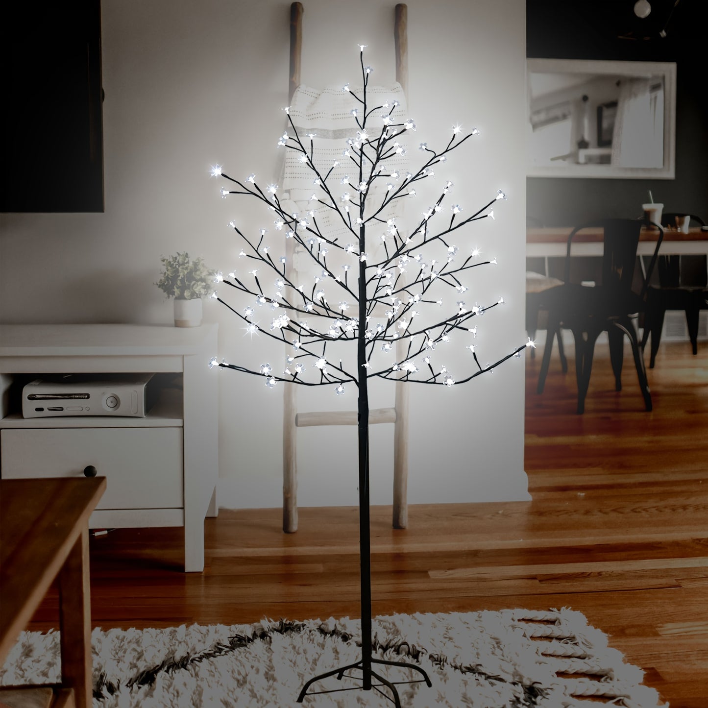 6 Ft 200 LED Cool White Cherry Blossom Artificial Tree Lights