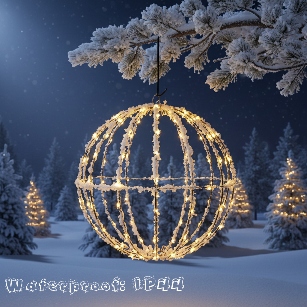 12" Black Christmas Ball Lights