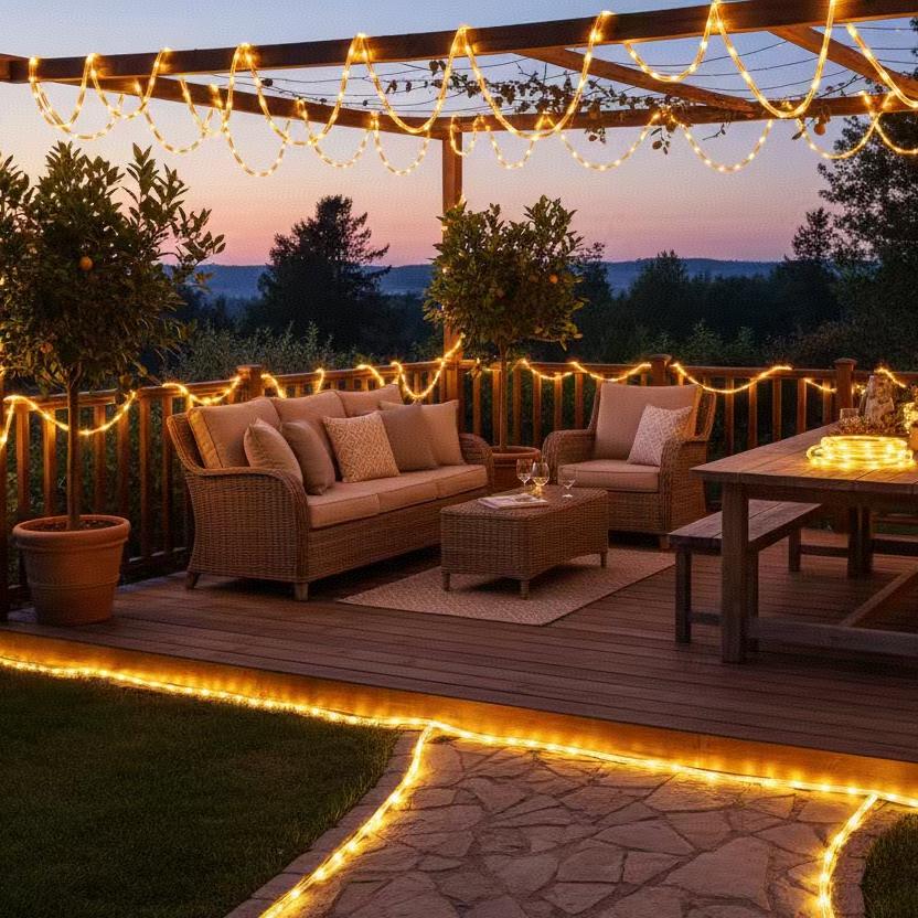 33FT Solar Rope Lights, 200 LED Waterproof Candy Color Outdoor